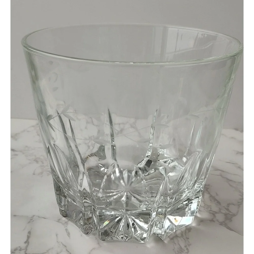 Vintage Etched Glass Ice Bucket 5.5